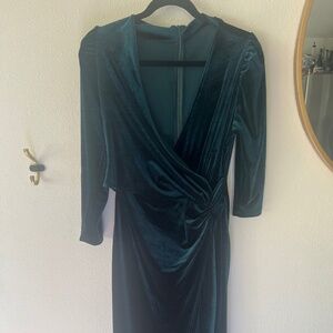 Green velvet wrap dress